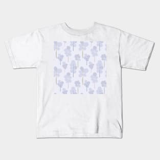 Lilac trees and colorful trunks over purple background Kids T-Shirt